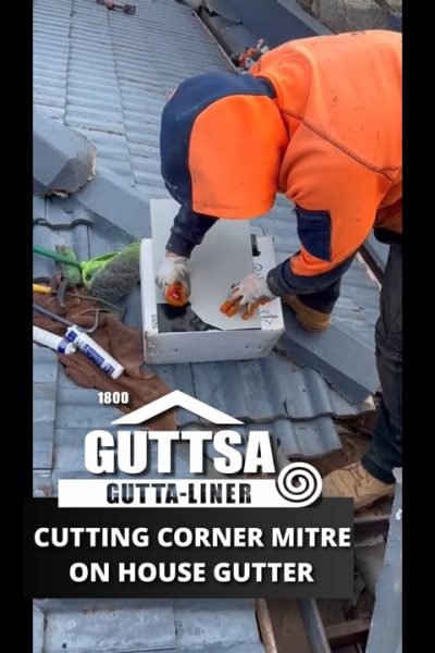 Cutting Mitres on House Gutter
